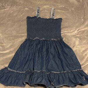 Guess Navy Blue Kids Dress with Logo Straps